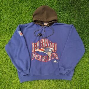New-England Patriots Football Hoodie L 24x23 Boxy Blue Baggy